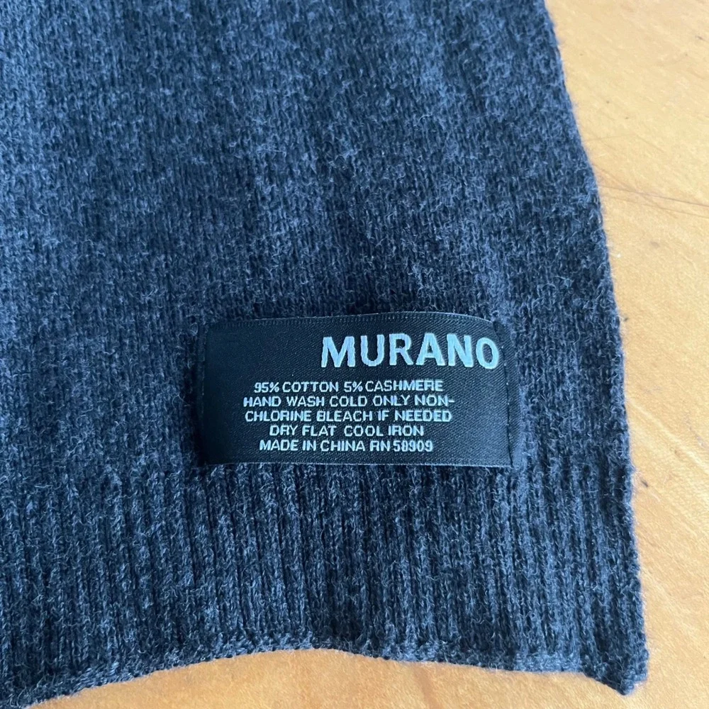 Murano Men's Charcoal Gray Cotton Cashmere Lightweight Scarf